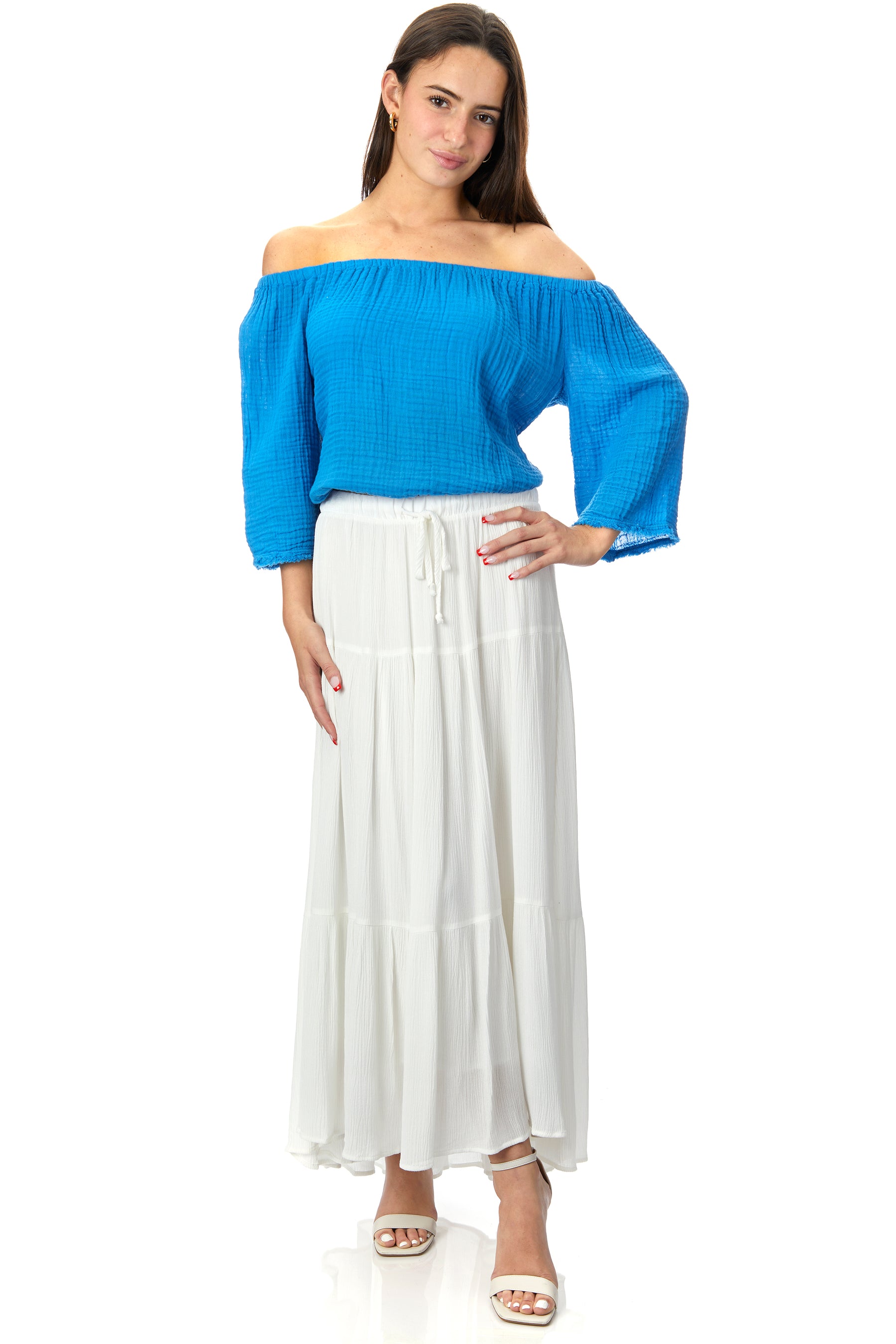 Isabel Gauze Off The Shoulder Top