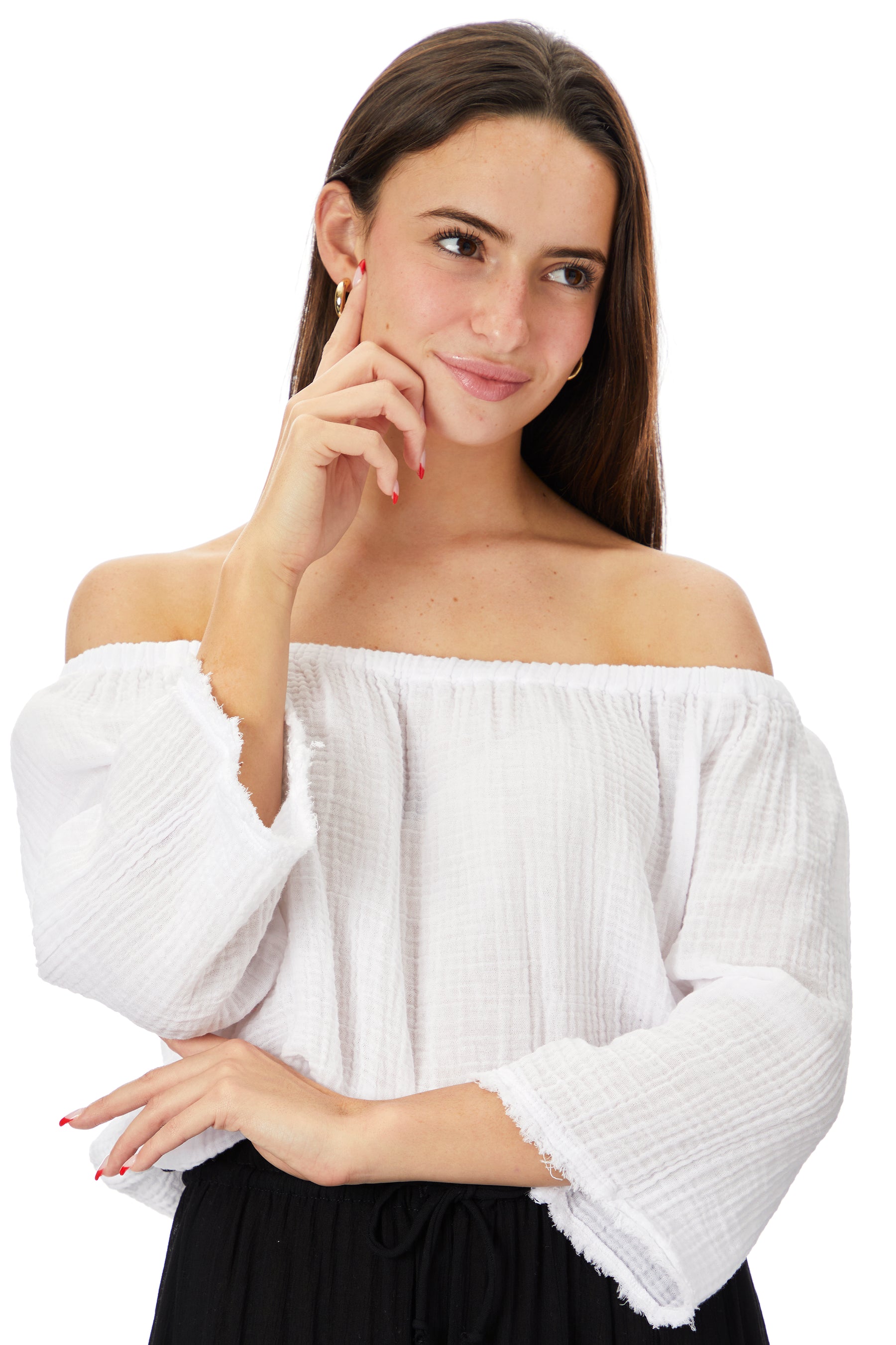 Isabel Gauze Off The Shoulder Top
