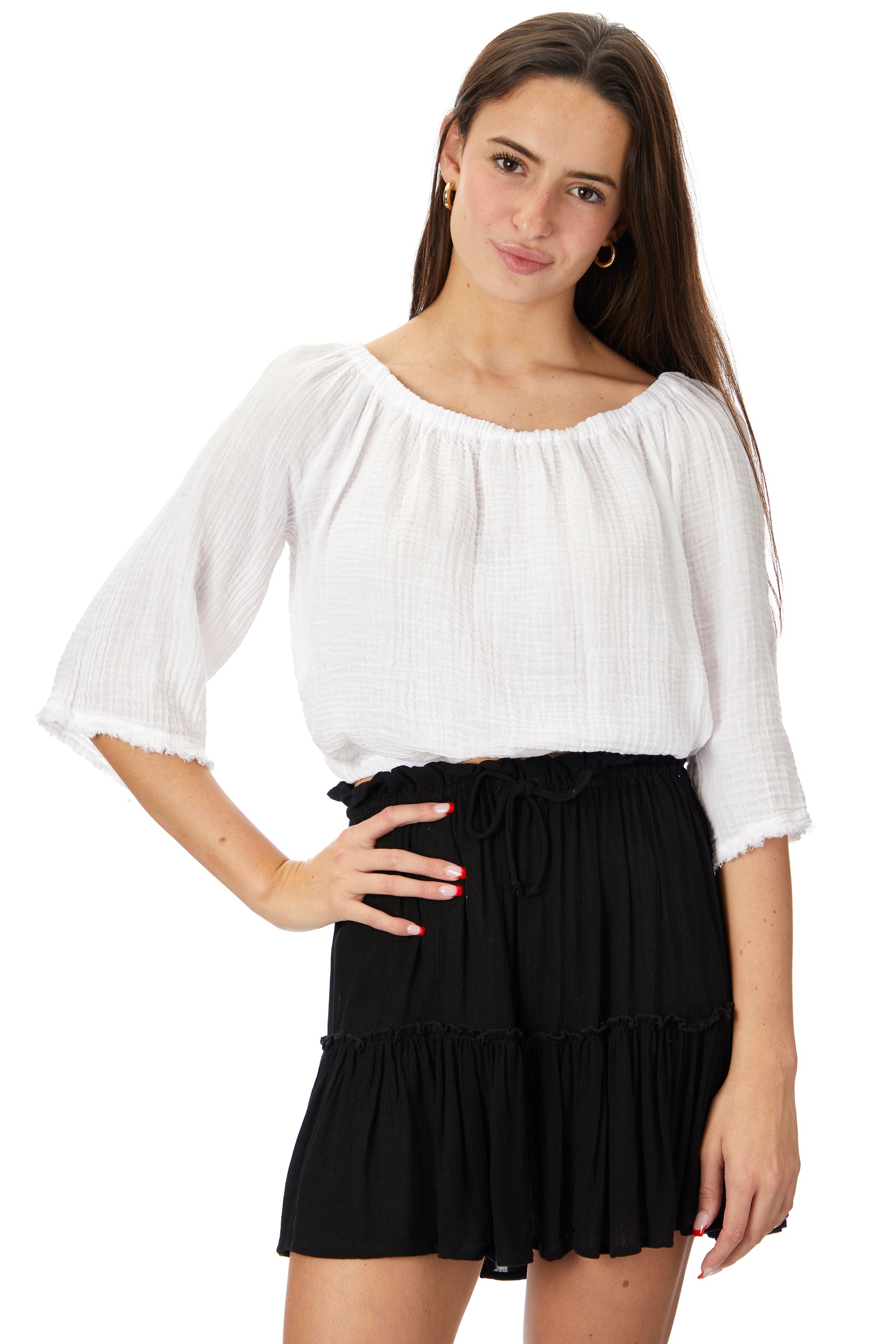 Isabel Gauze Off The Shoulder Top