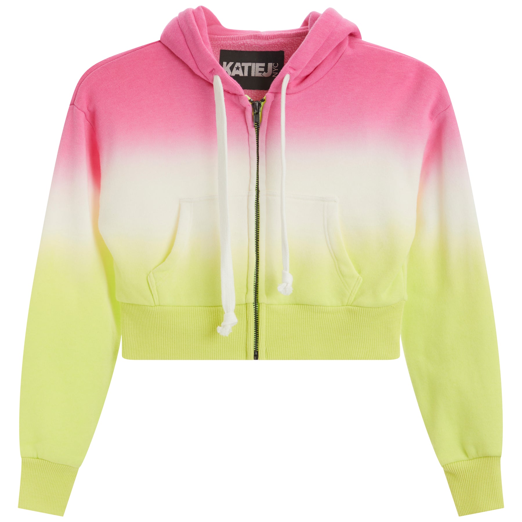 Dylan Crop Zip Dip Dye Hoodie