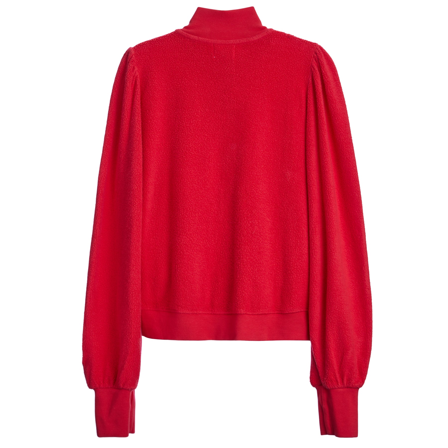 Faux Sherpa Puff Sleeve Zip