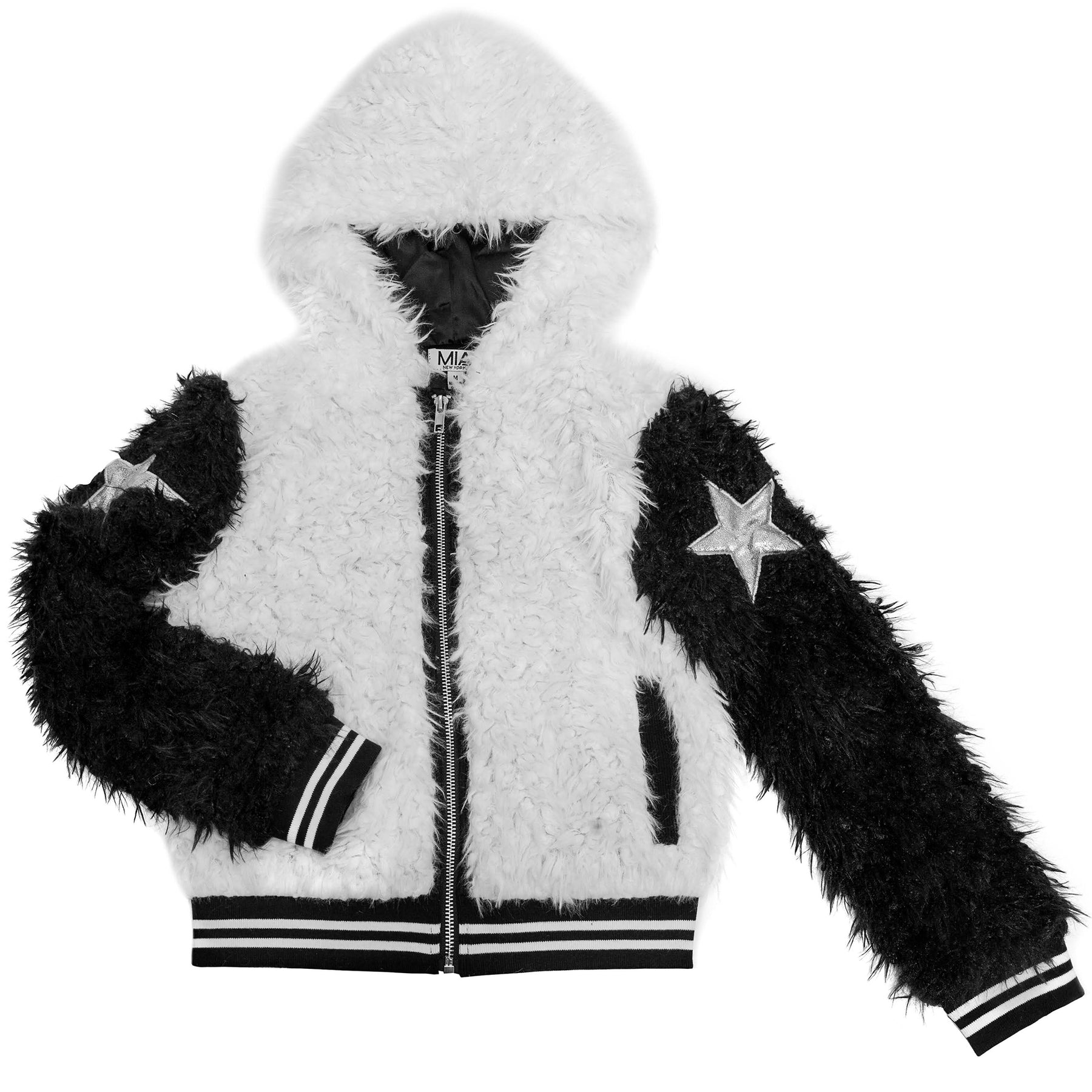 Colorblock Shag Jacket with Stars