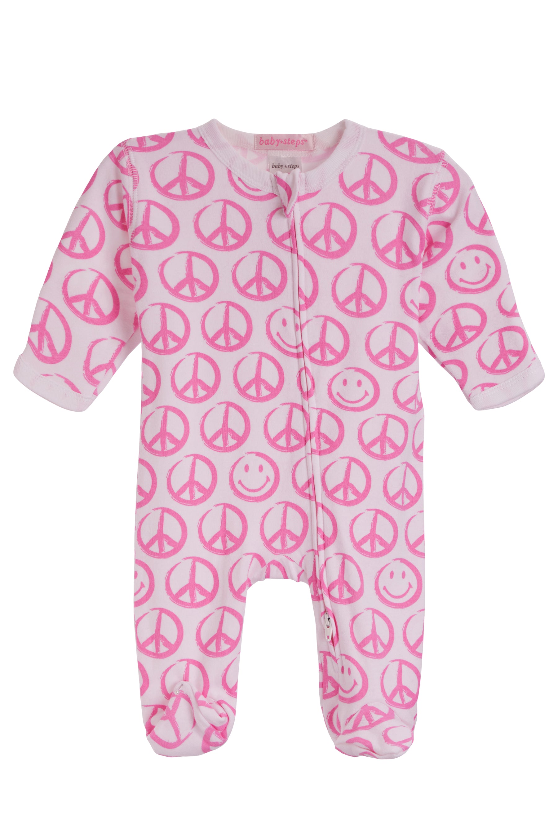 Footie- Pink Peace Sign