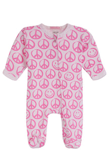 Footie- Pink Peace Sign