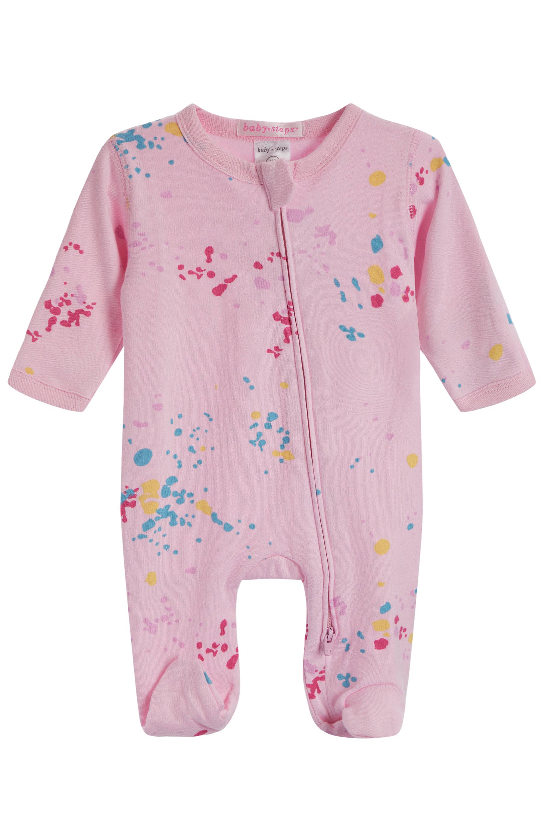 Footie- Multi Splatter Pink