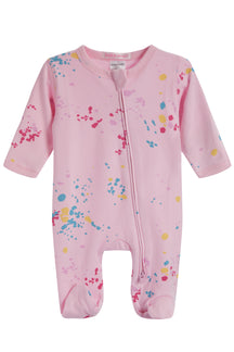 Footie- Multi Splatter Pink