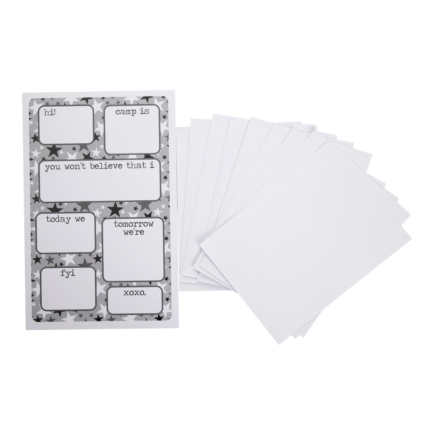 Silver Stars Fill In Notecard