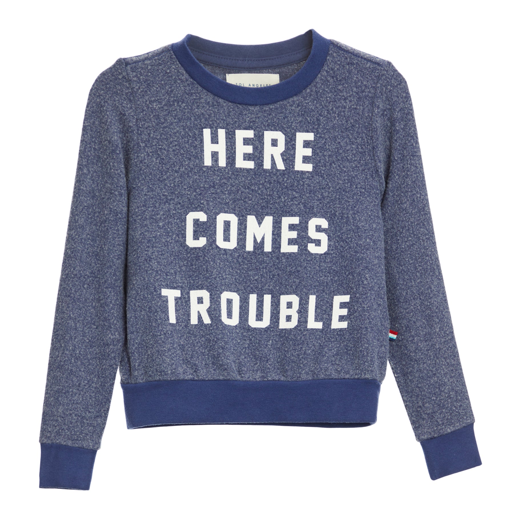 Here Comes Trouble Hacci Pullover Blue Jay