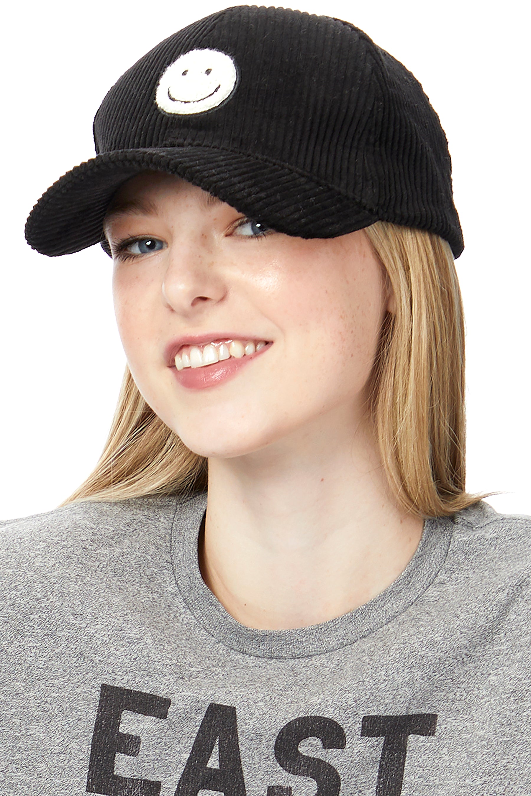 Chenille Smile Corduroy Baseball Cap