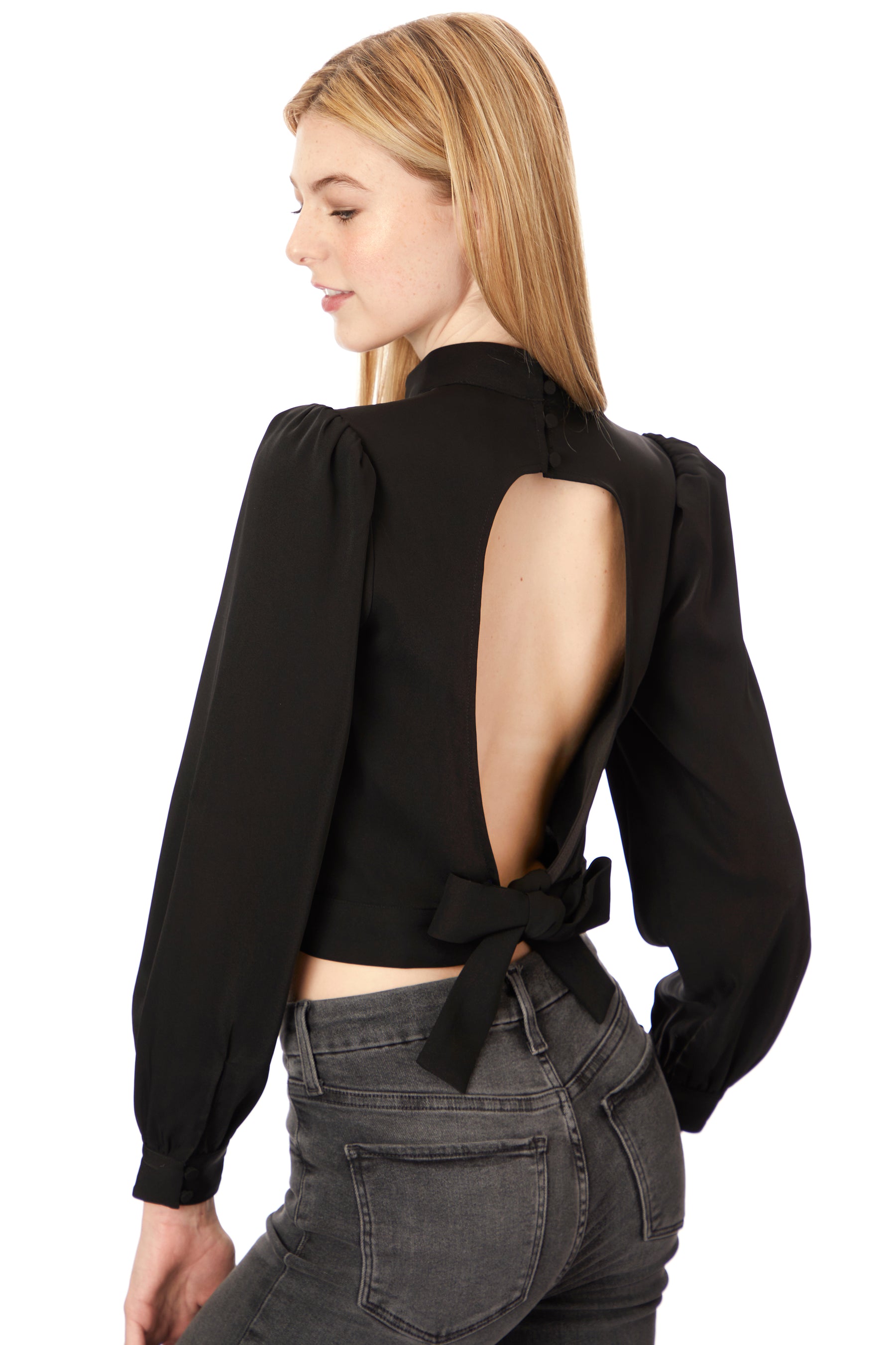 Gianna Open Back Mock Neck Top