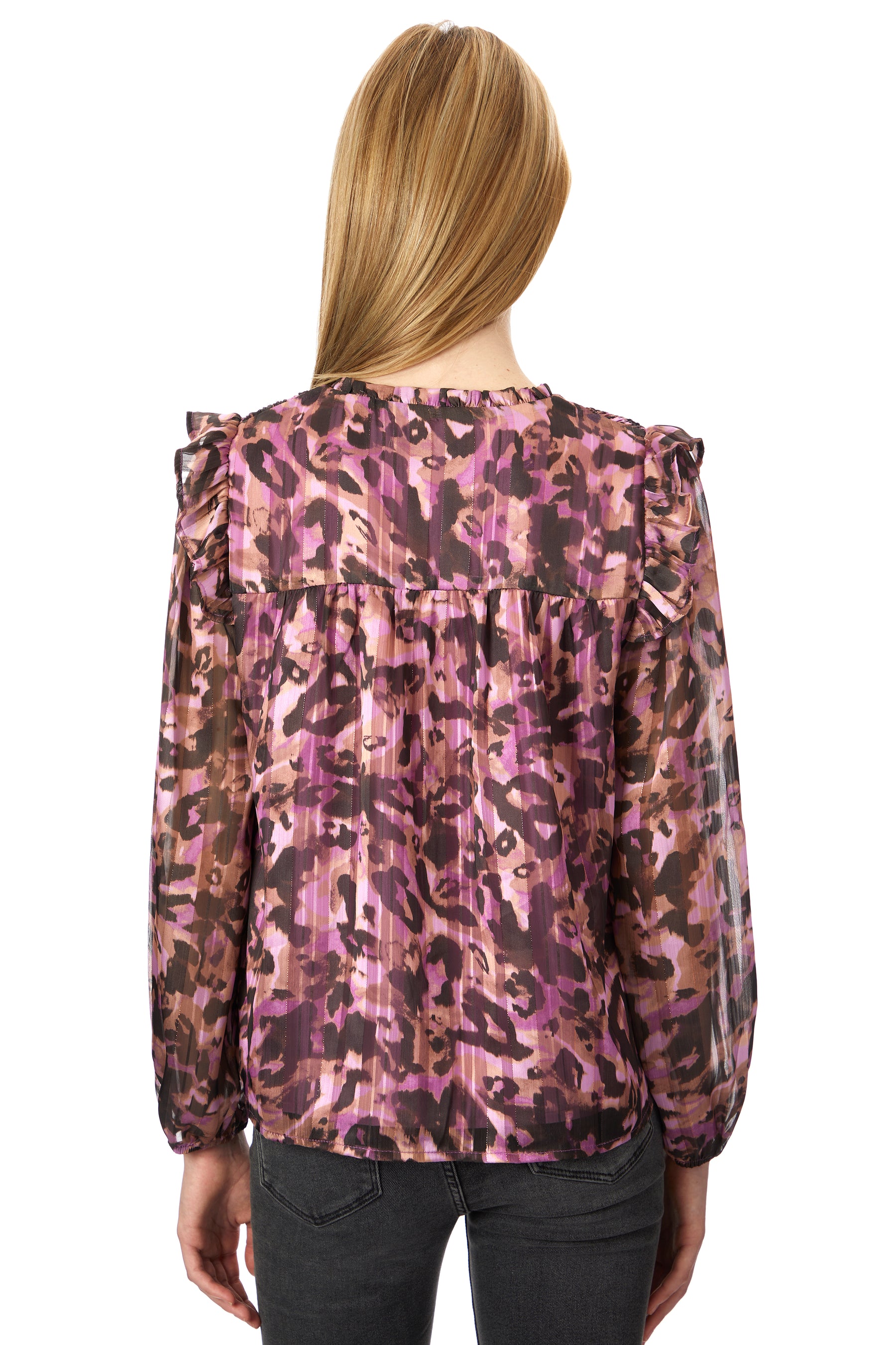 Tanis Tie Front Ruffle Blouse