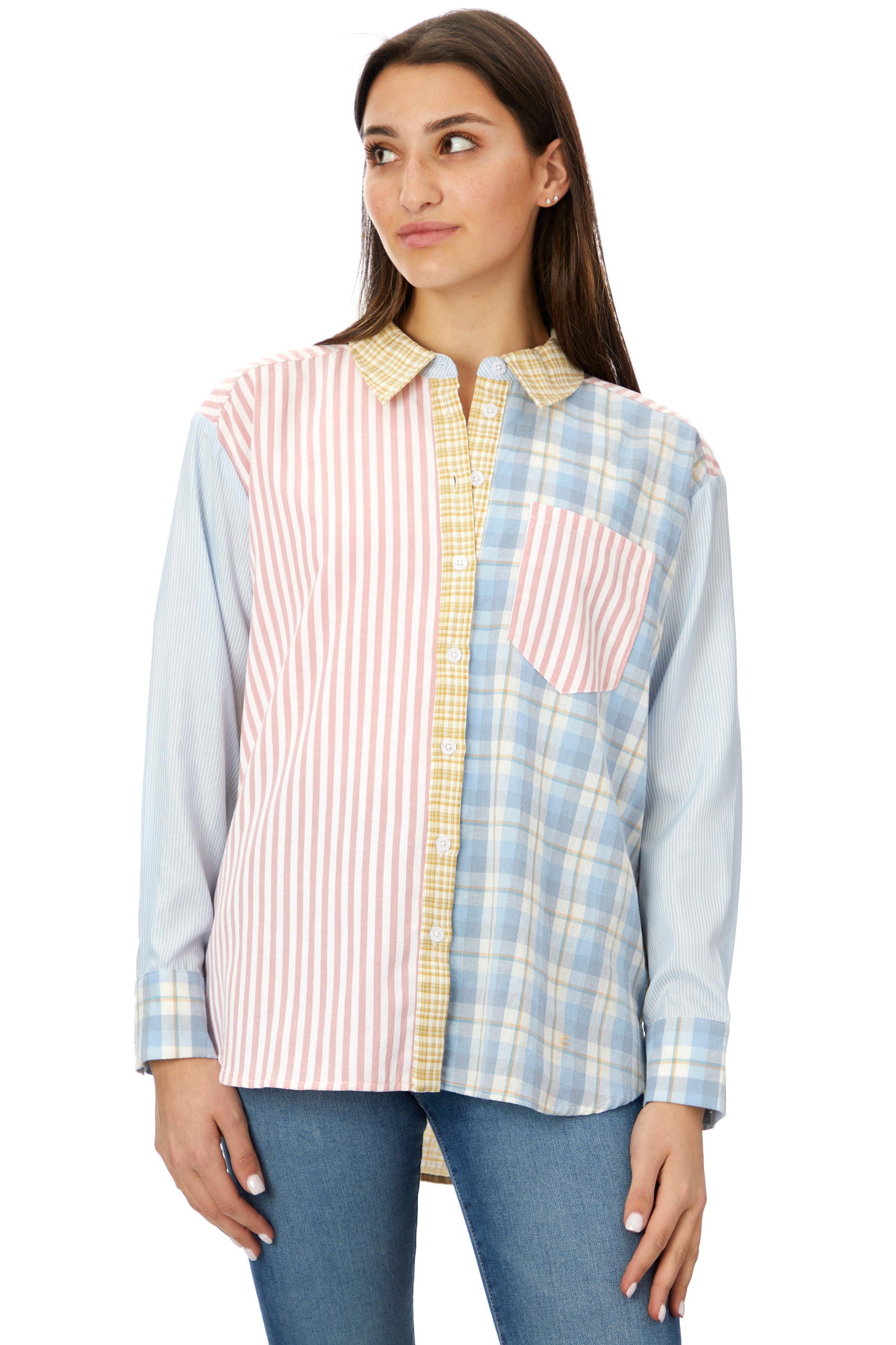 Sylvie Patchwork Button Up Blouse