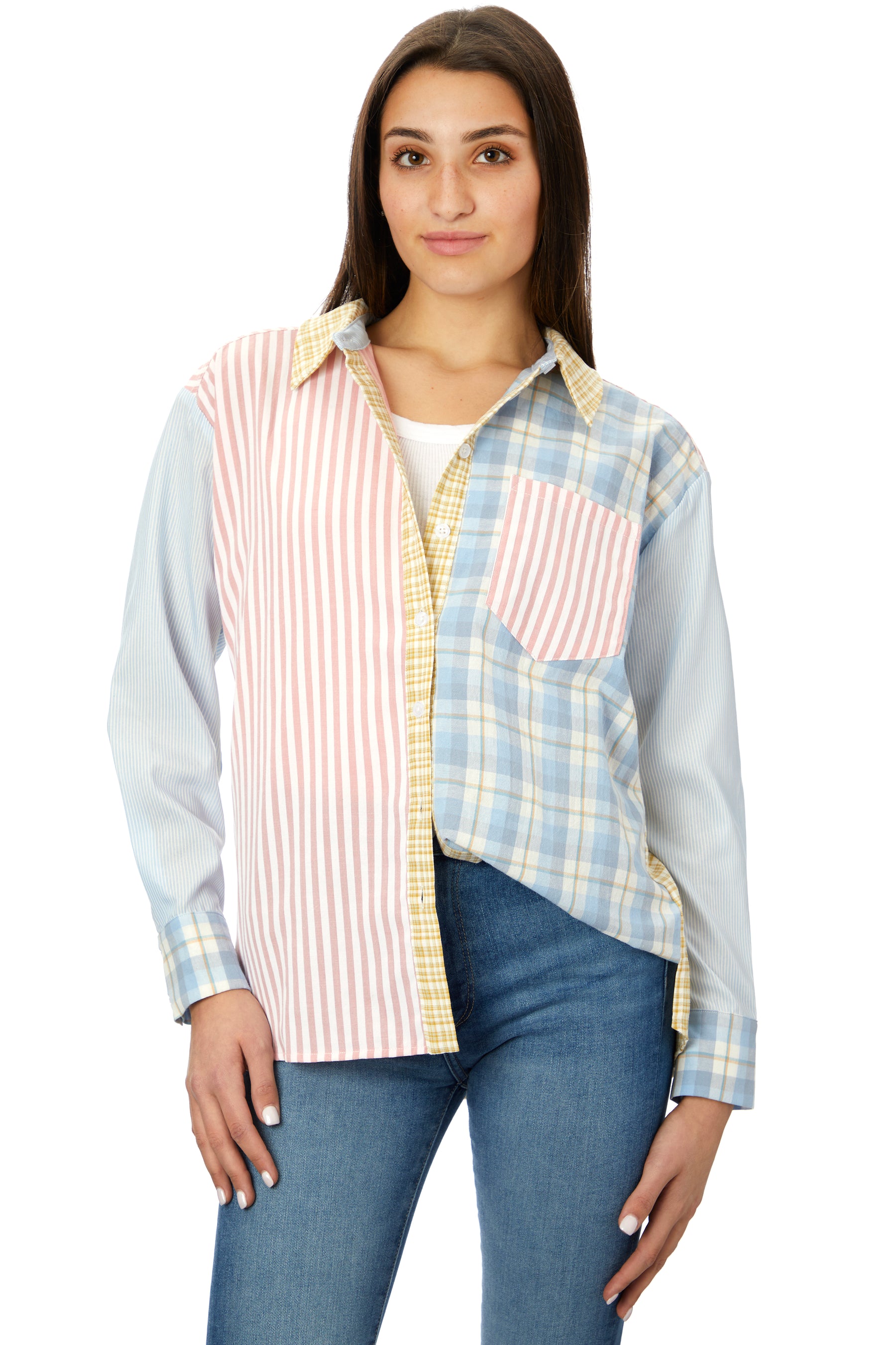 Sylvie Patchwork Button Up Blouse