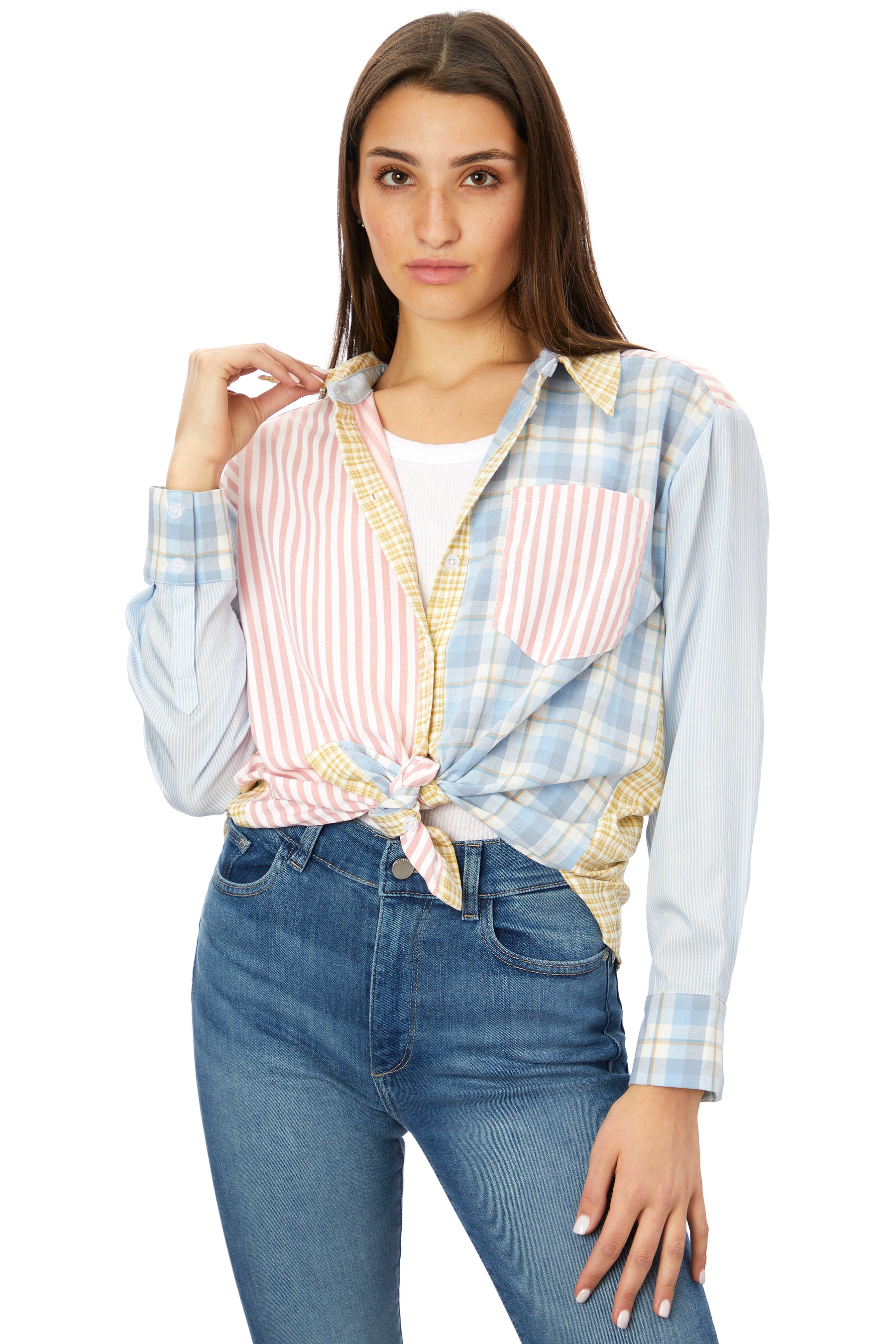 Sylvie Patchwork Button Up Blouse