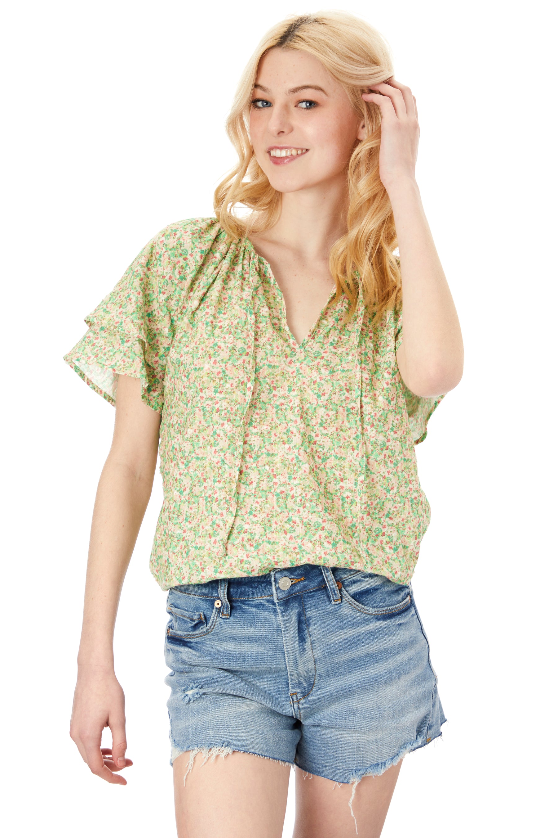 Ada Double Ruffle Sleeve Blouse