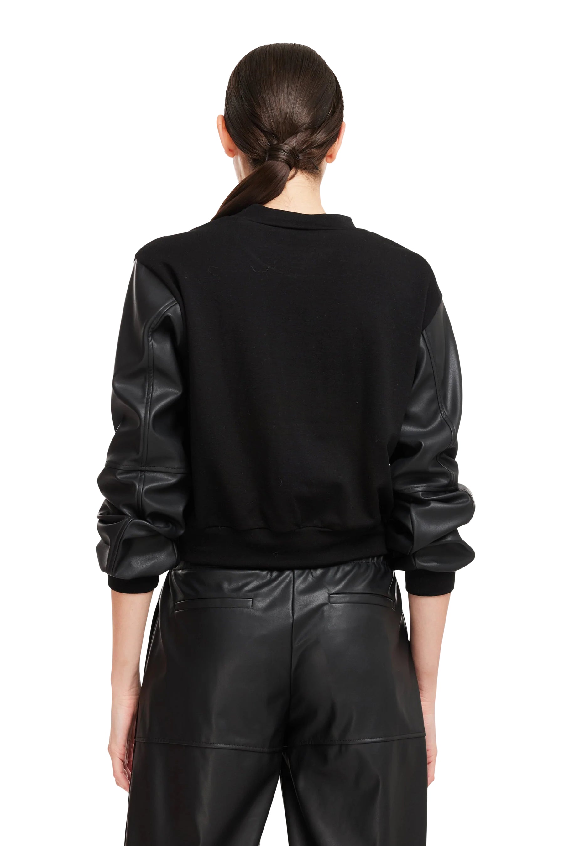 Eva Vegan Leather Combo Sweatshirt