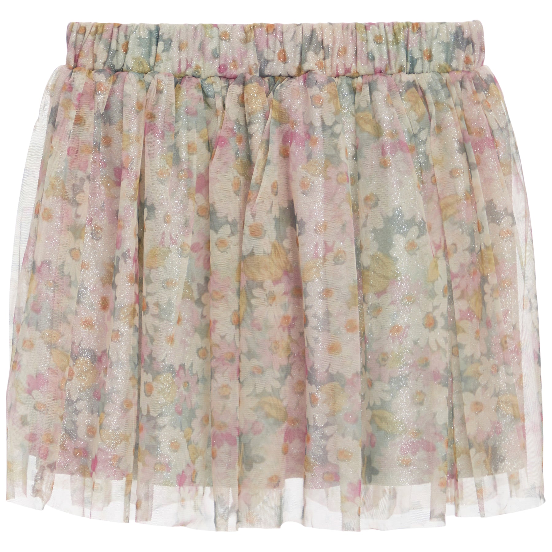Mesh And Chiffon Skirt Floral