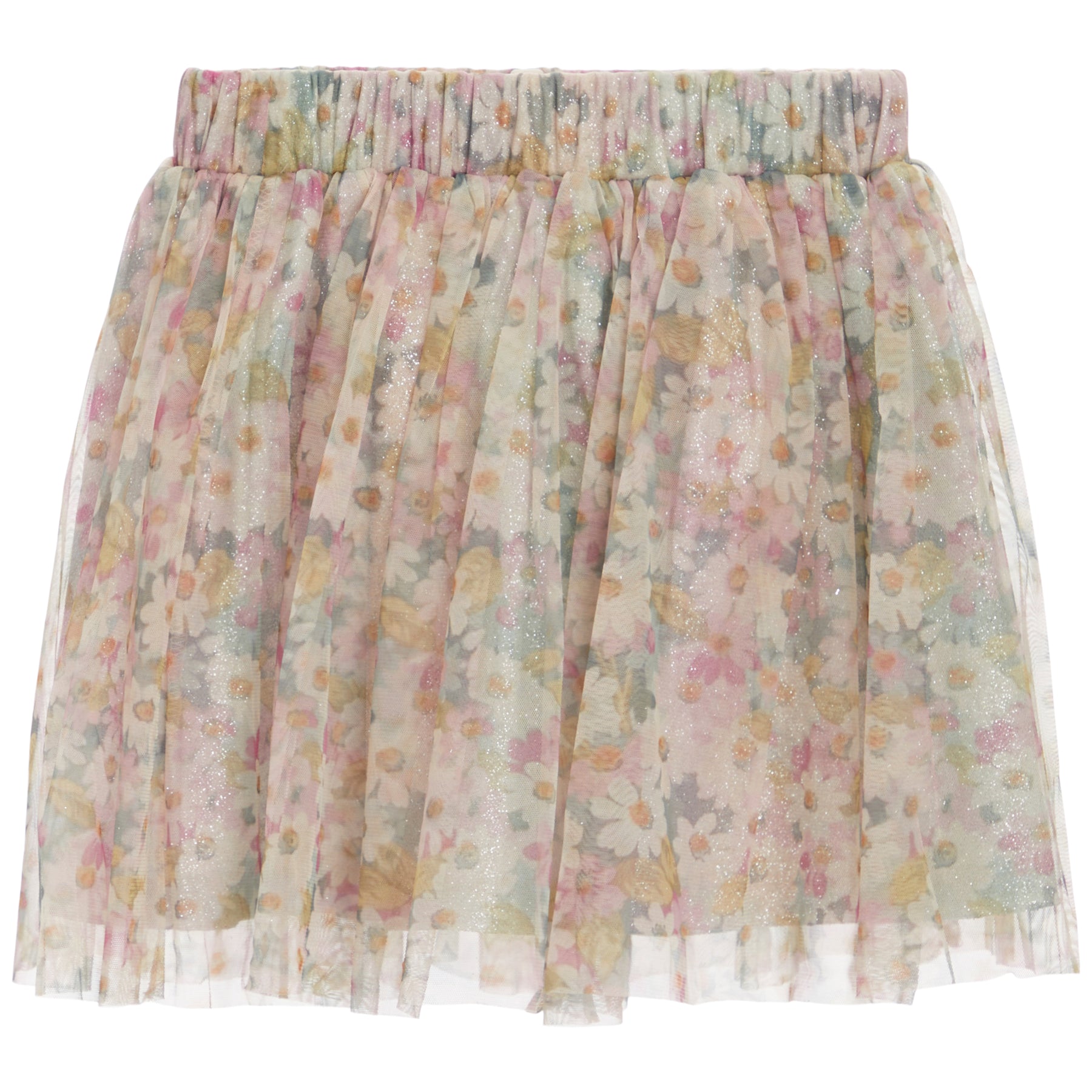 Mesh And Chiffon Skirt Floral
