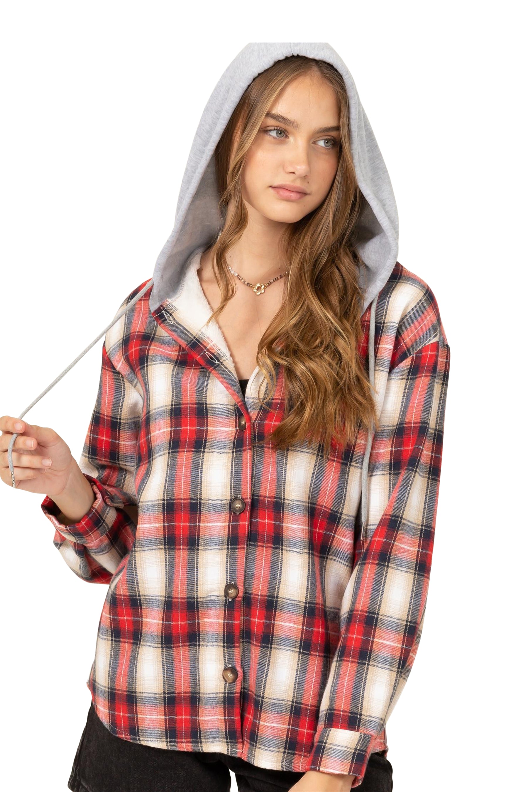 Hooded Flannel Buttondown