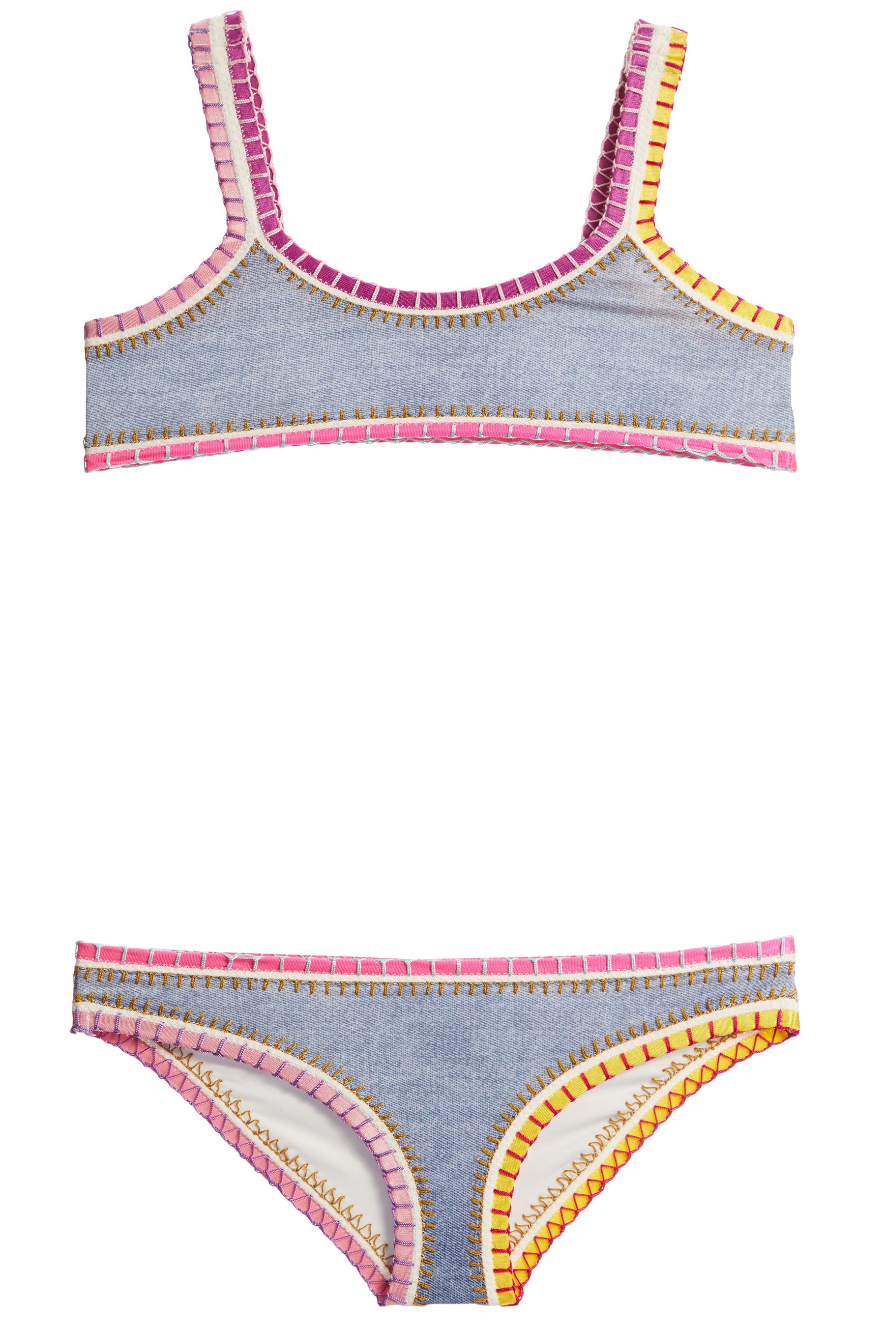 Sporty Rainbow Embroidered Bikini