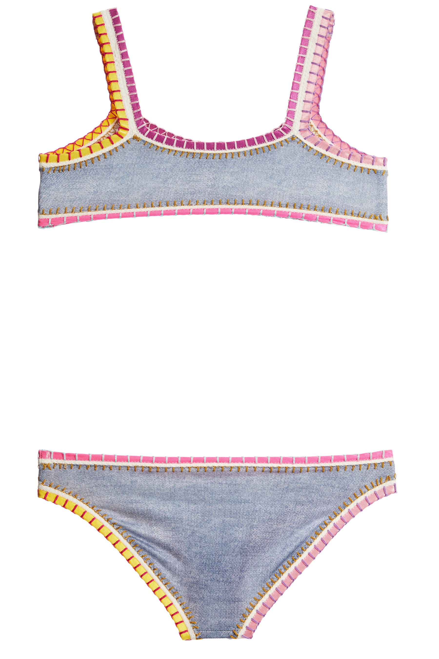Sporty Rainbow Embroidered Bikini