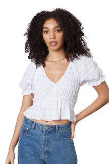Smocked Ruffle Sleeve Top