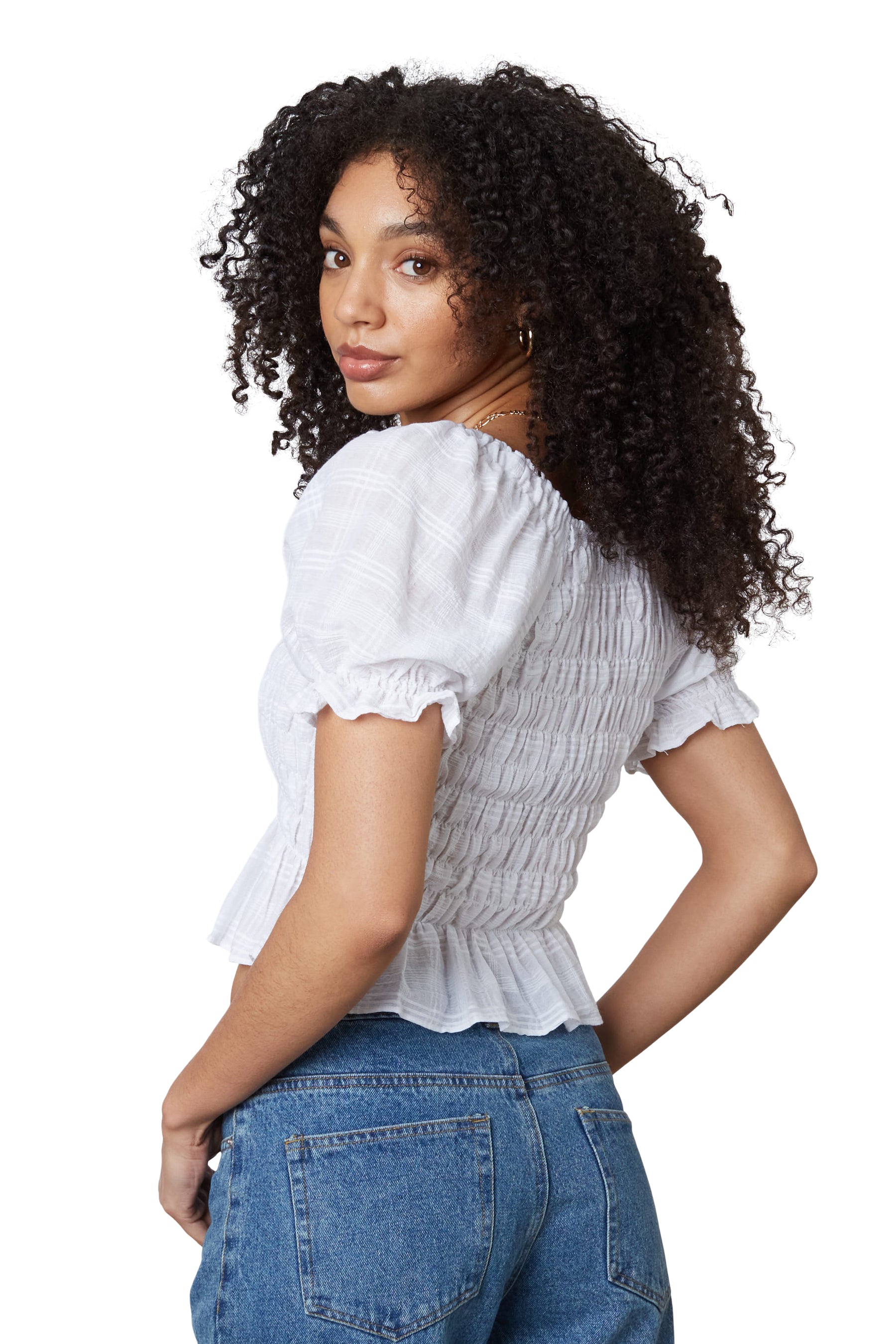 Smocked Ruffle Sleeve Top