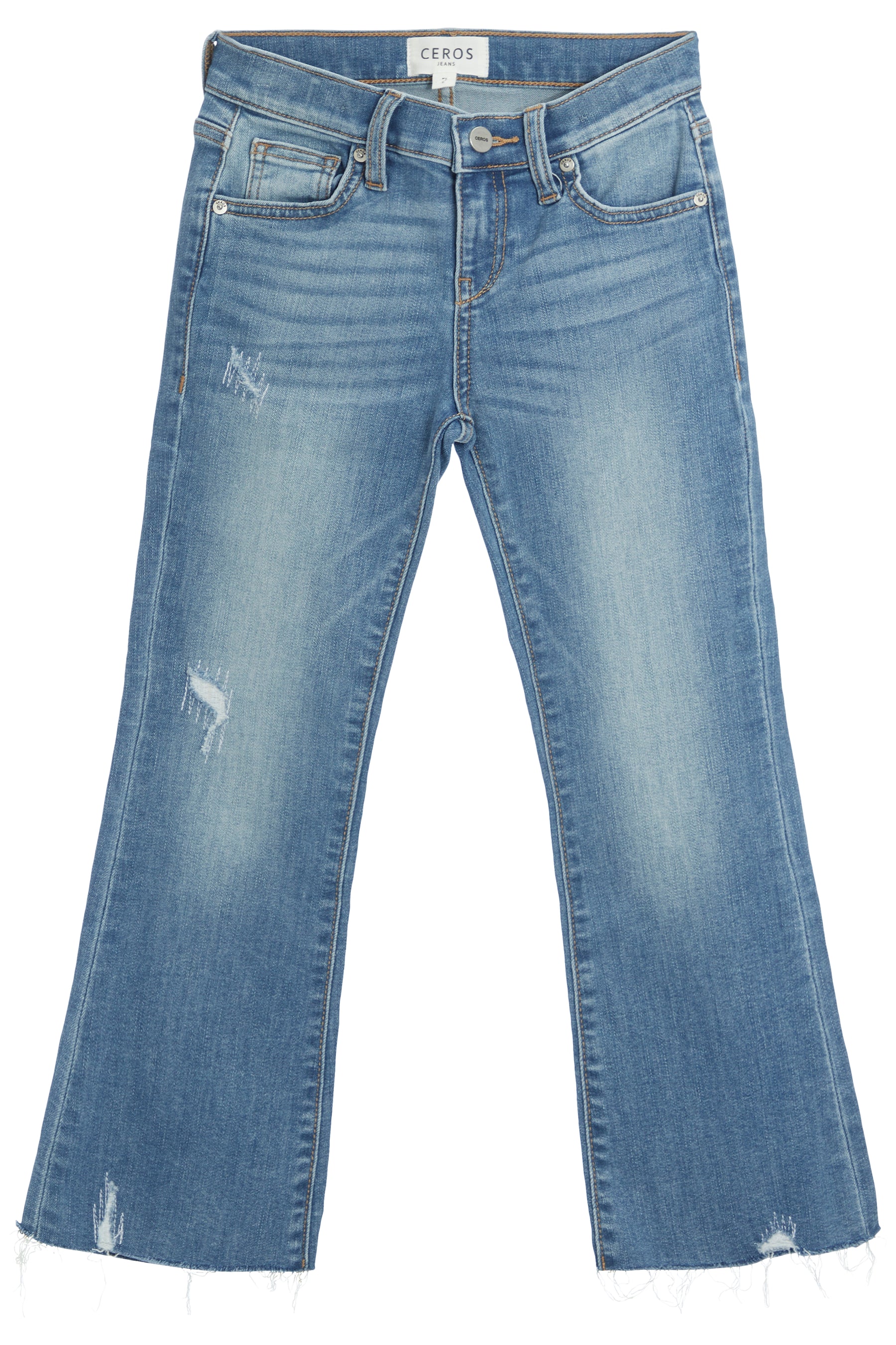 Distressed Kick Flare Ankle Jean