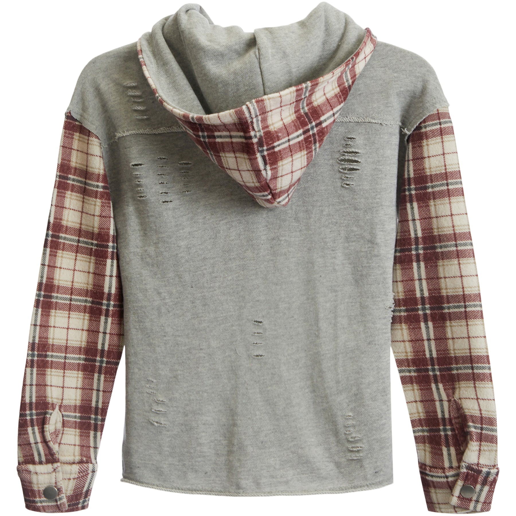 Distressed Plaid Sleeve Jacket