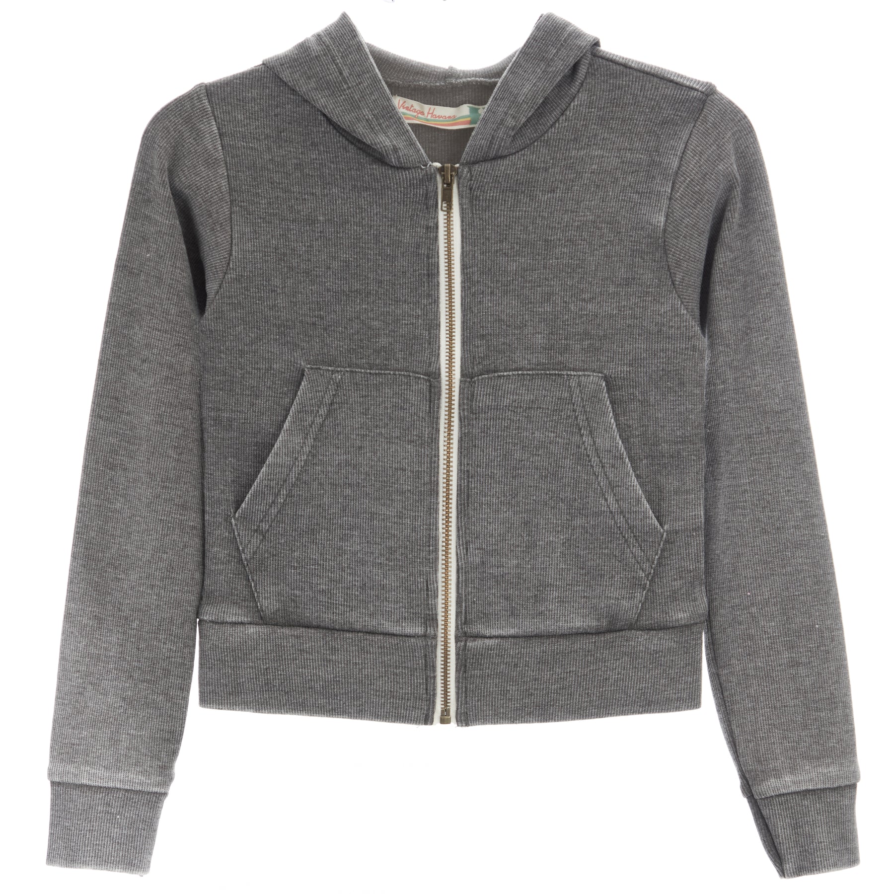 Ribbed Crop Zip Hoody