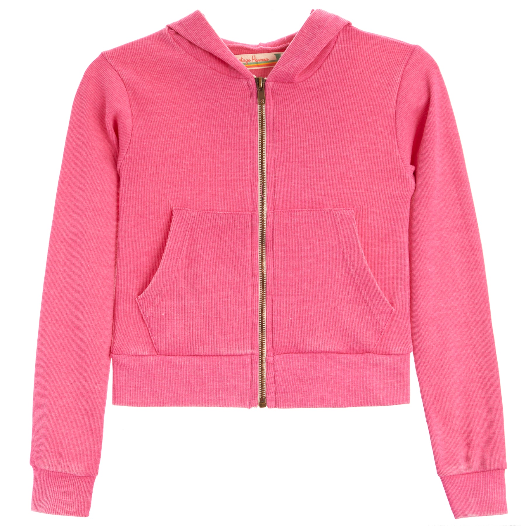 Ribbed Crop Zip Hoody