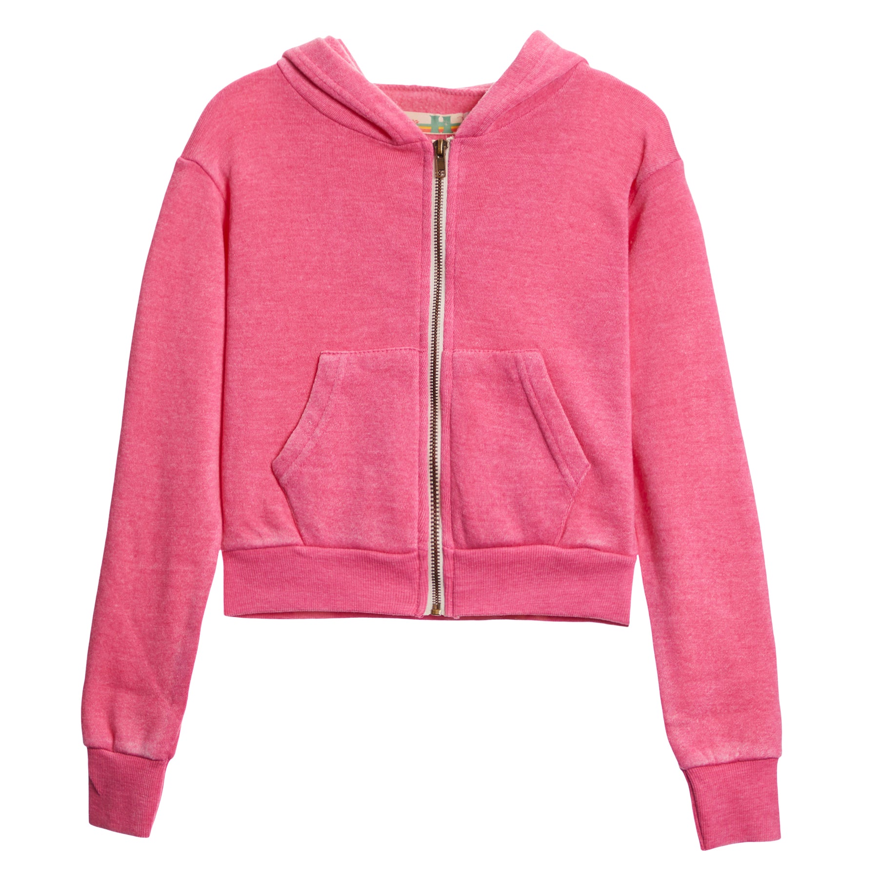 Cropped Burnout Zip Up Hoodie