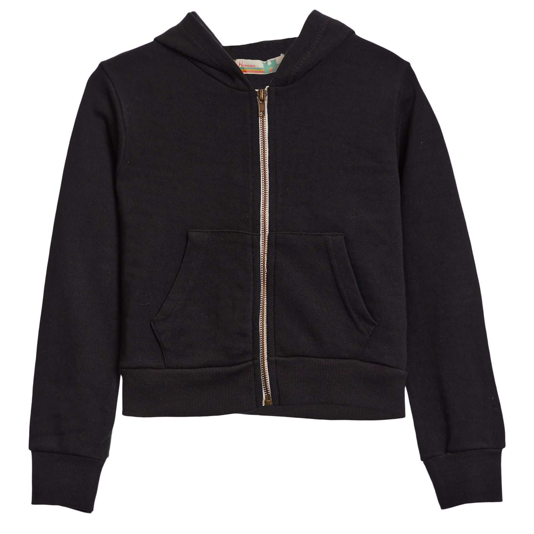 Cropped Burnout Zip Up Hoodie