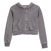 Cropped Burnout Zip Up Hoodie