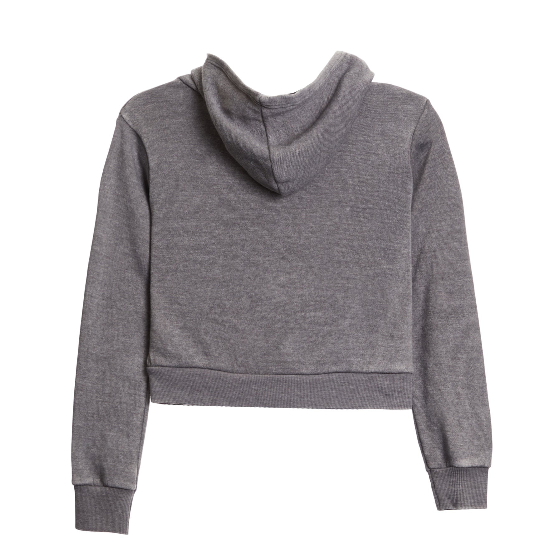 Cropped Burnout Zip Up Hoodie