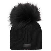 Knitted Wool Baby Hat- Black pom