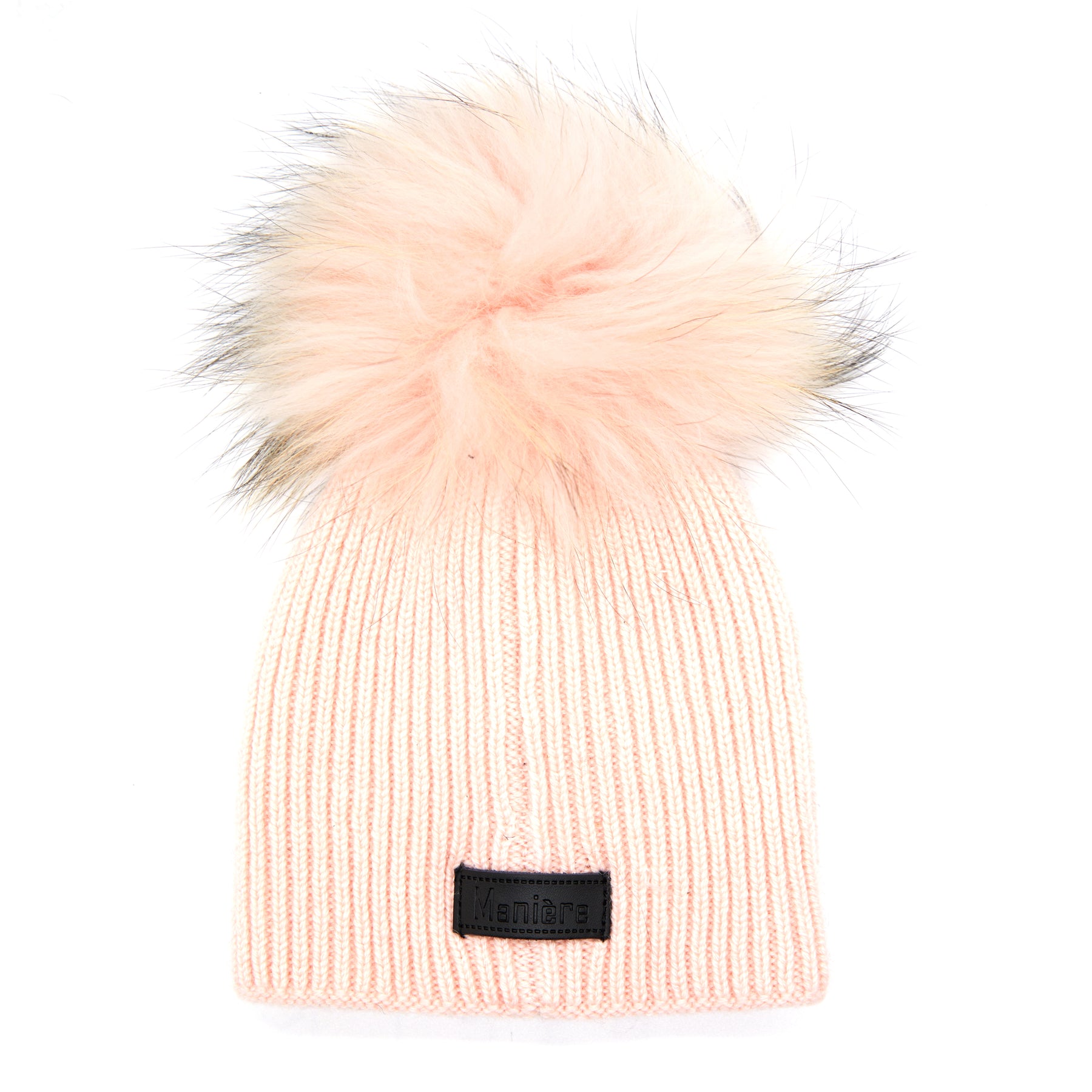 Knitted Wool Baby Hat- Lpink Pom