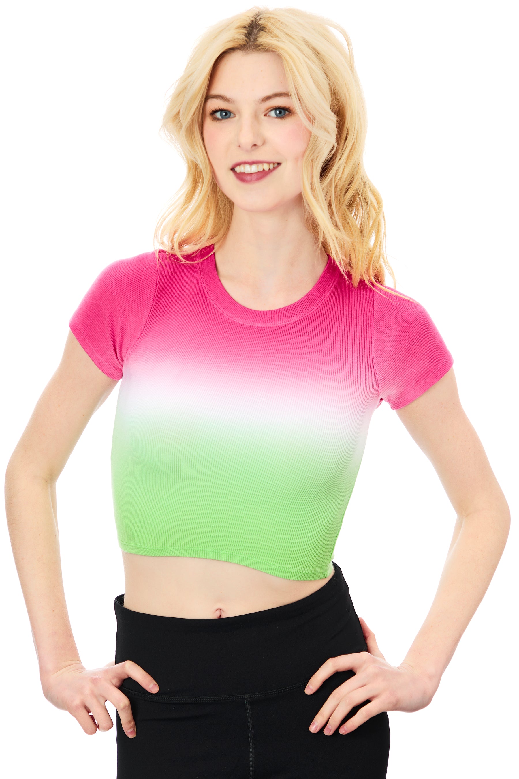 Livi Ribbed Dip Dye Short Sleeve Tee
