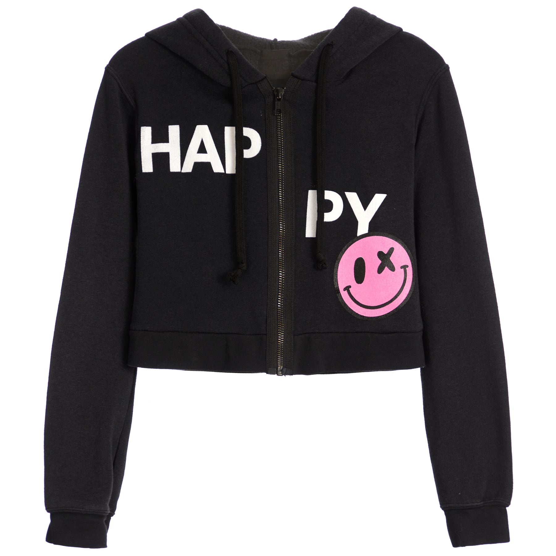 Happy Crop Fleece Zip Hoodie