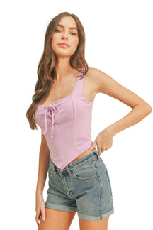 Lace Up Hankerchief Top