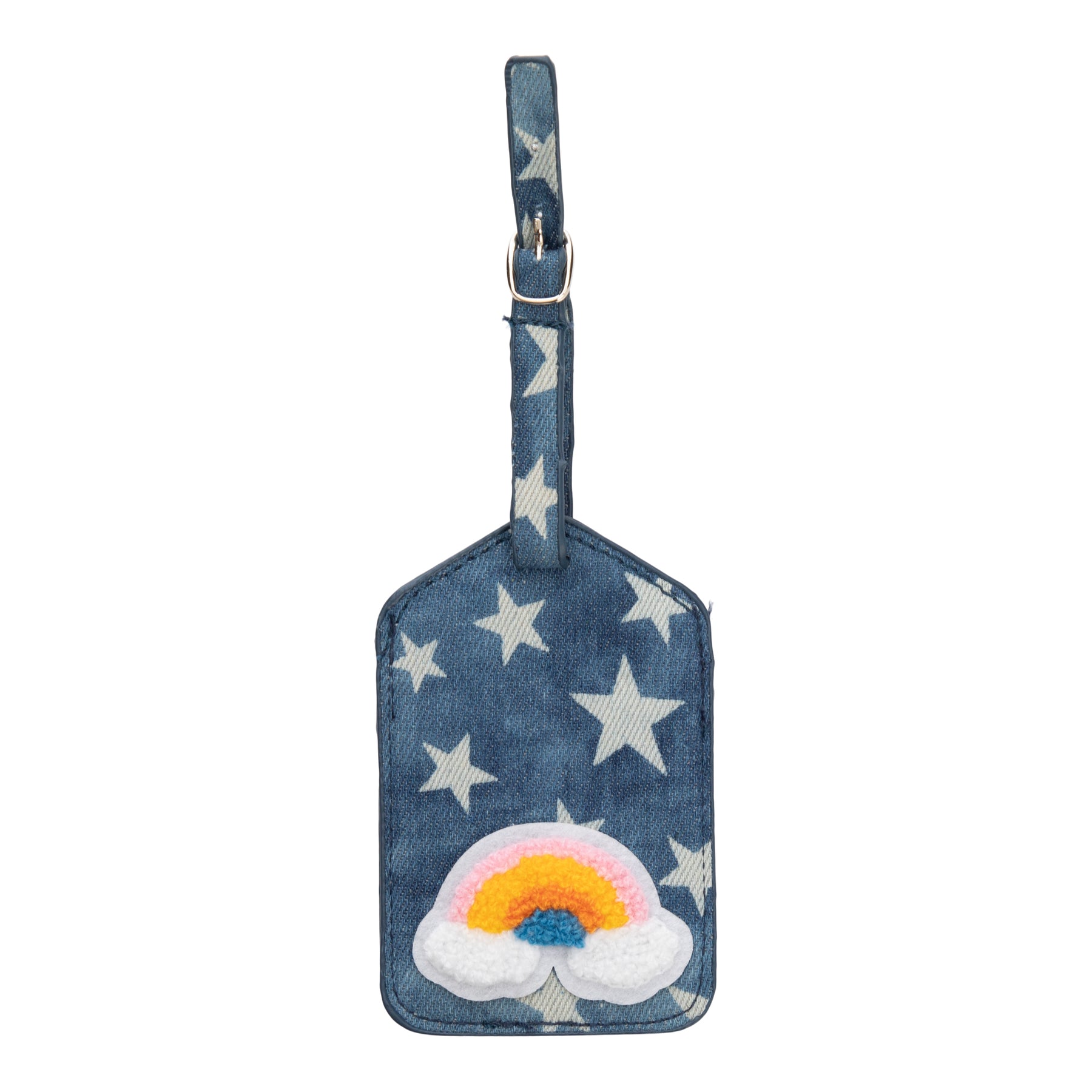 Rainbow Patched Denim Luggage Tag