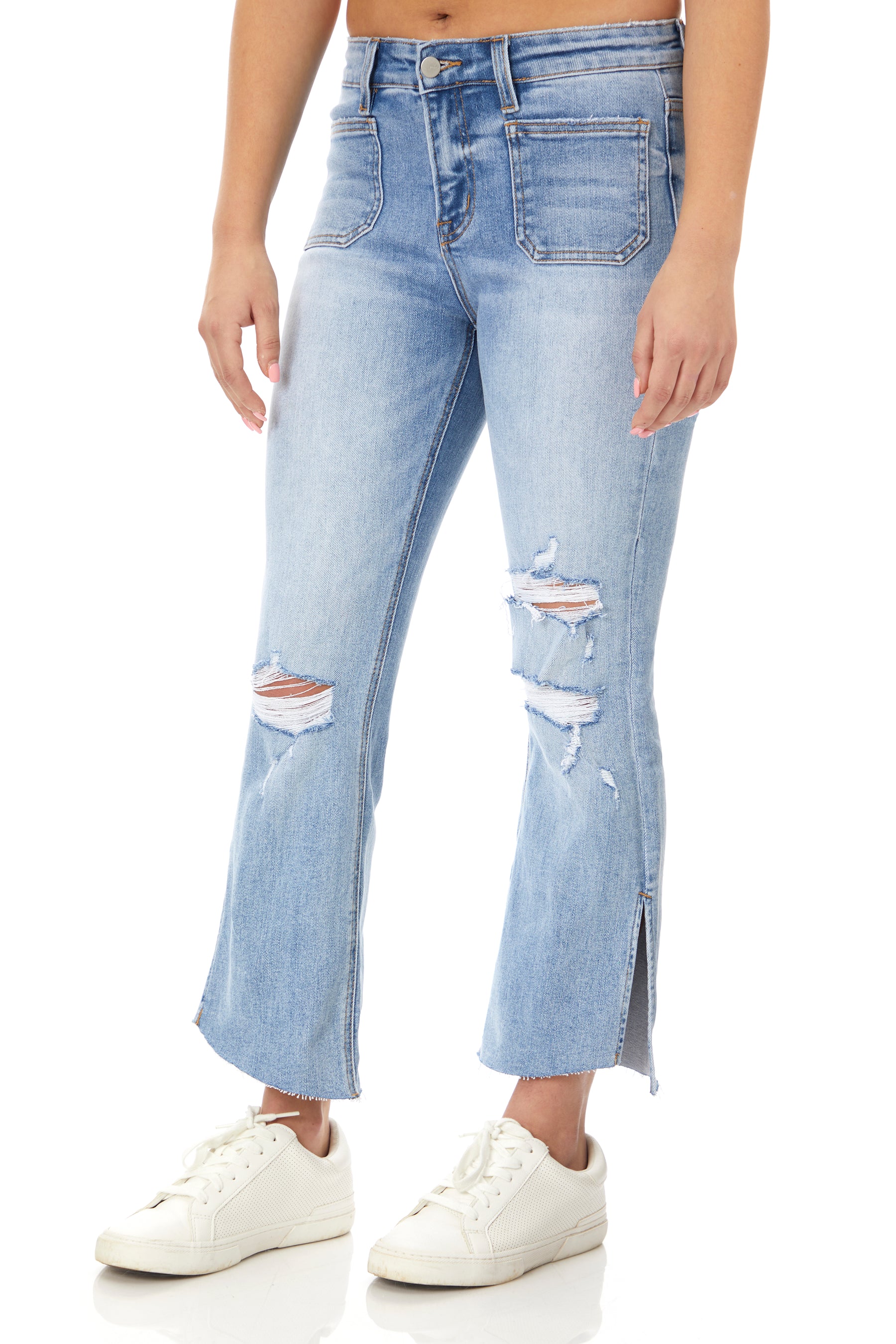 Mid-Rise Crop Flare With Slit