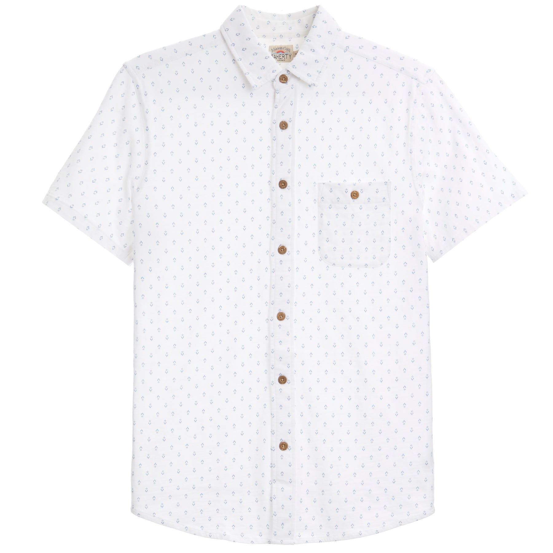S/S Knit Season Geo Button Front White/Azure