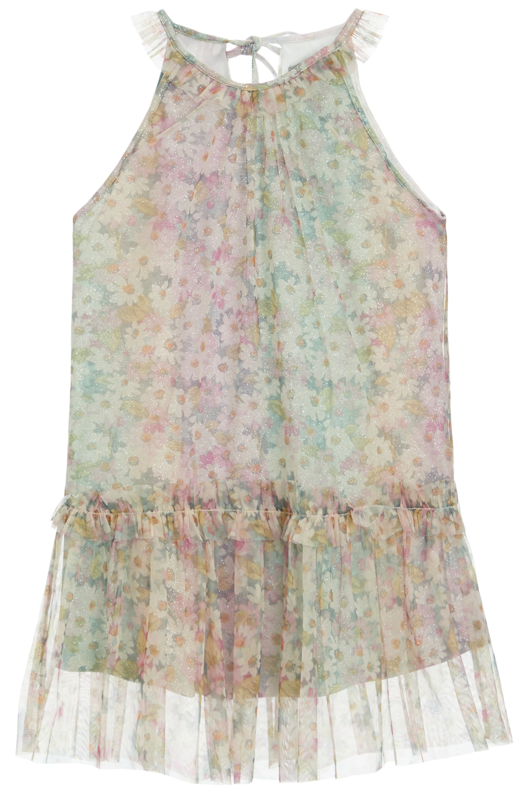 Mesh And Chiffon Floral Dress