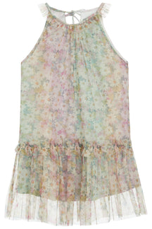 Mesh And Chiffon Floral Dress