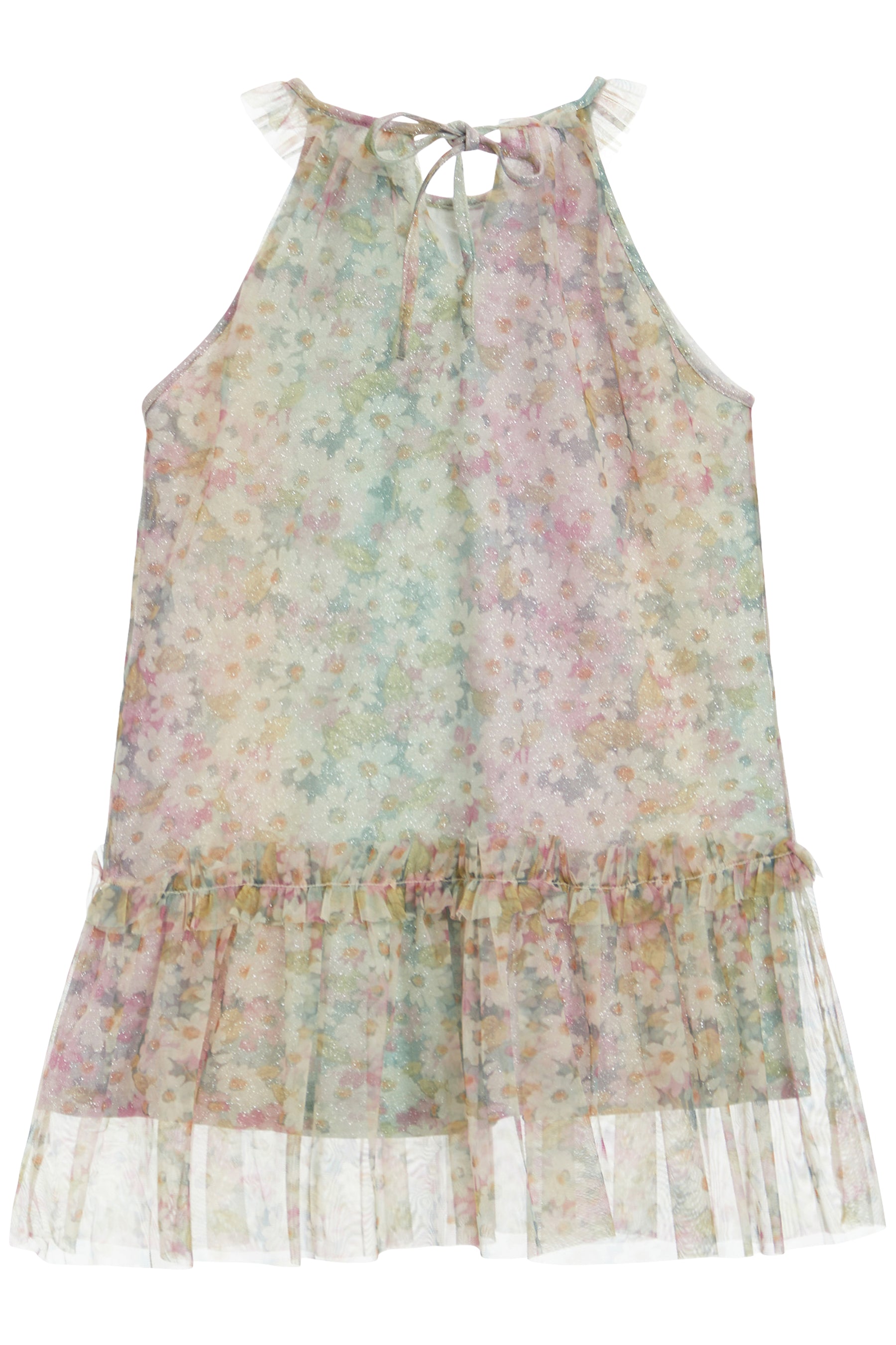 Mesh And Chiffon Floral Dress