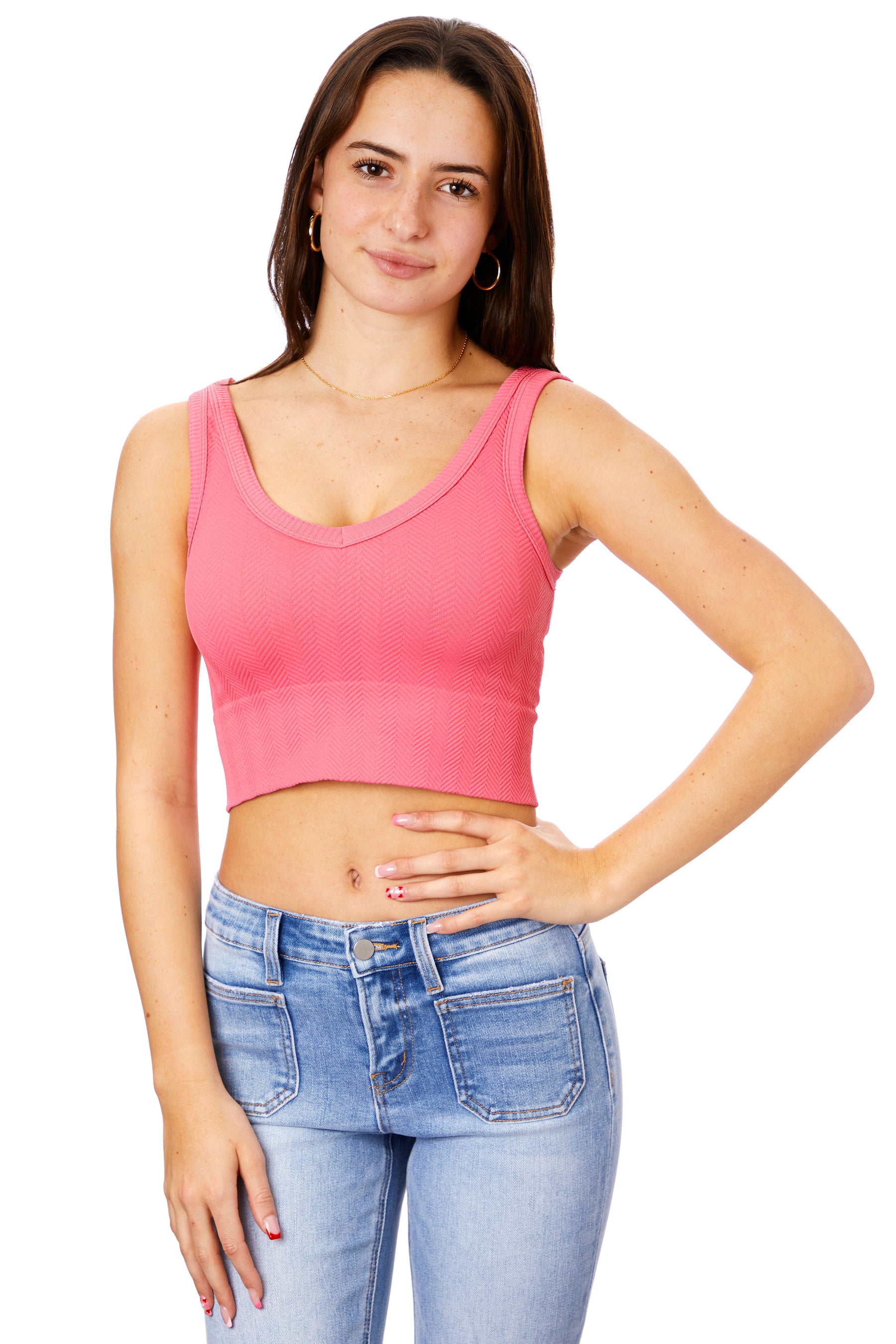 Reversible Herringbone Crop Top