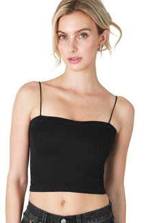 Skinny Strap Ribbed Cropped Cami