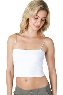 Skinny Strap Ribbed Cropped Cami