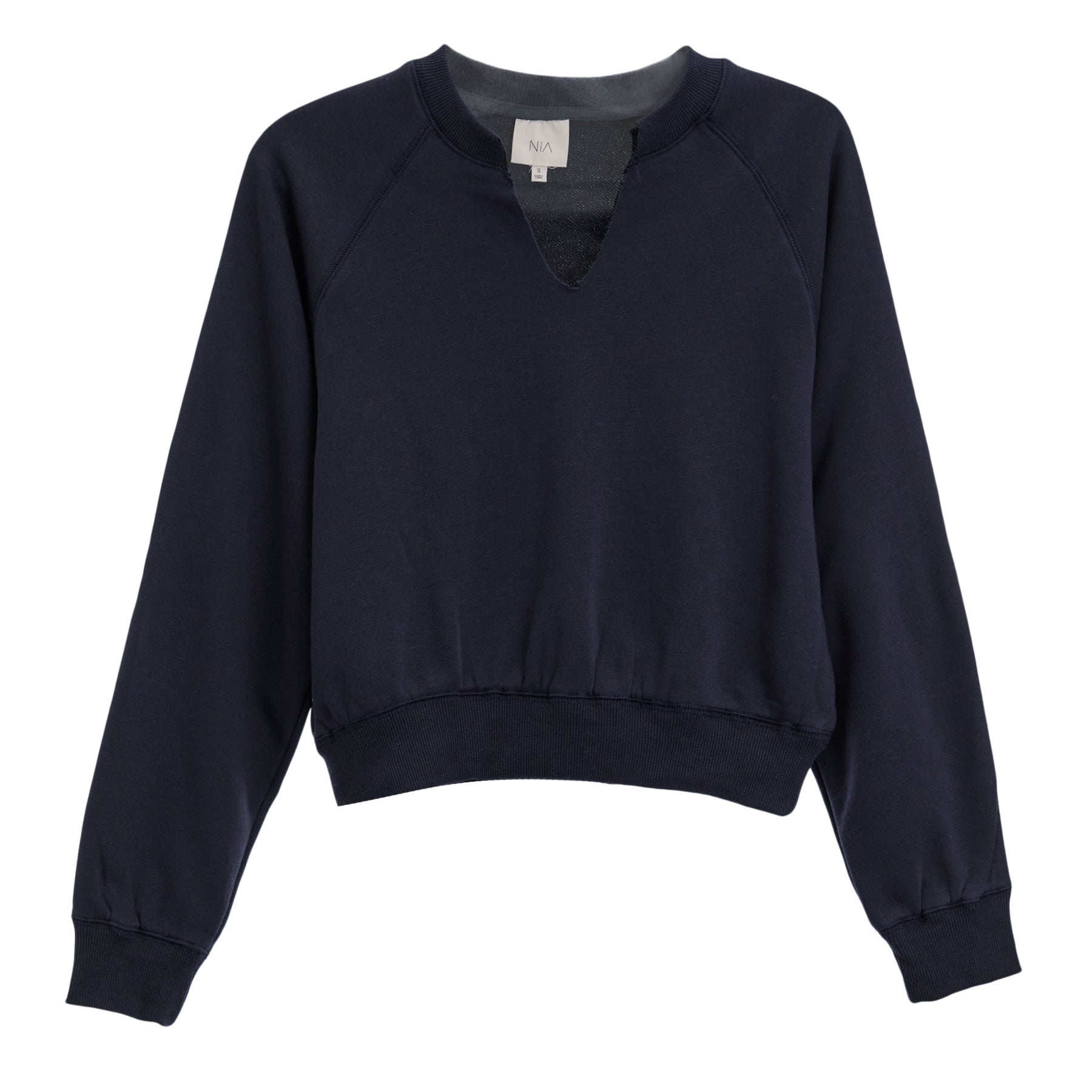 Cropped Notched Sweatshirt